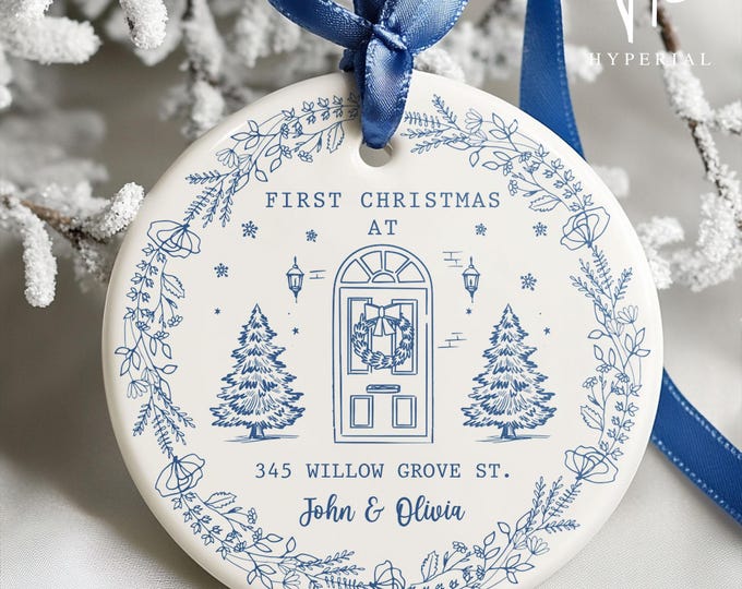 First Christmas in New Home Ornament, Toile De Jouy New Home Gift, New Home Tree Decor,Couples Gift,New Home Keepsake Gift,Housewarming Gift