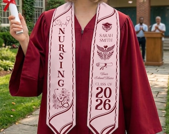 Custom Nursing Graduation Stole Class of 2026, Personalized Nurse Graduation Stole, RN Nursing Graduation, Graduation 2026 Gift