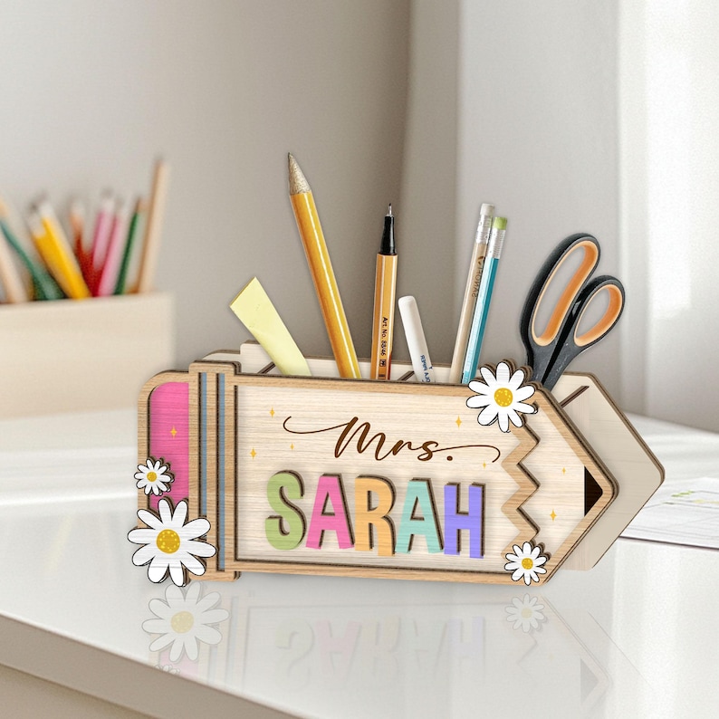 Teacher Appreciation Gift, Custom Pen Holder for Desk, Personalized Pen ...