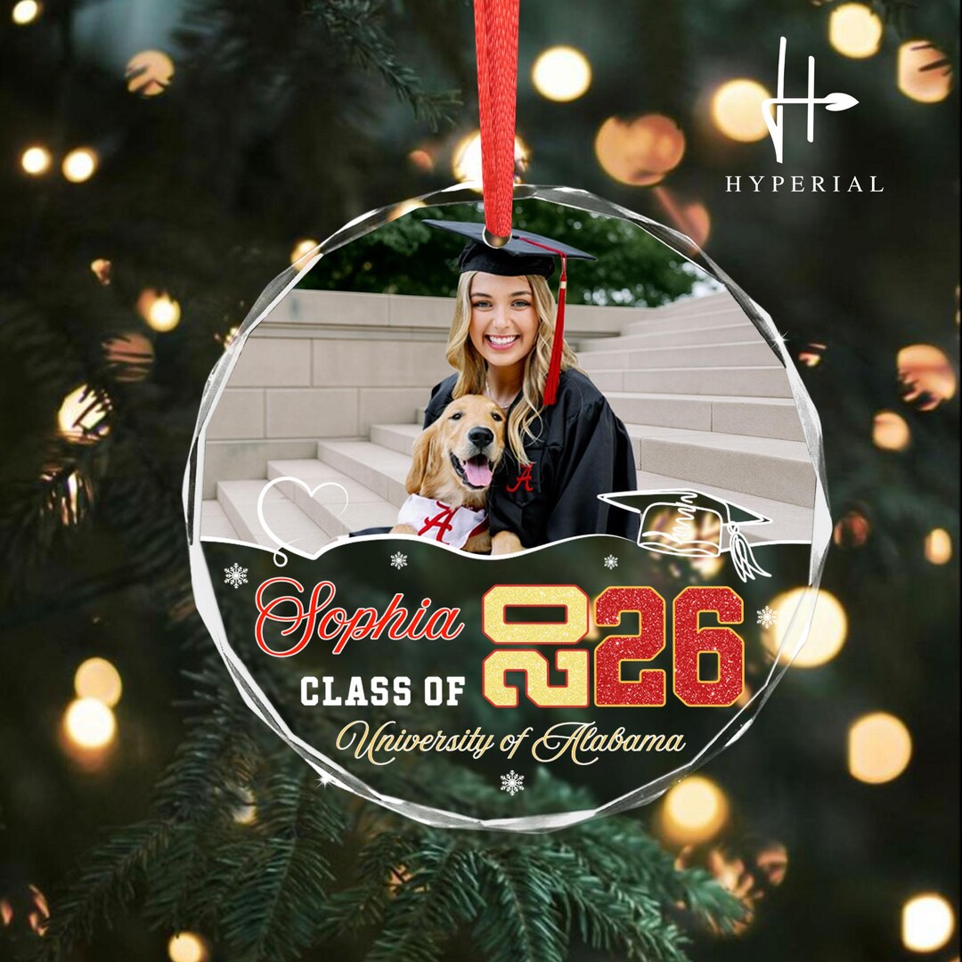 Personalized Graduation Photo Ornament, Custom Class of 2026 Ornament ...