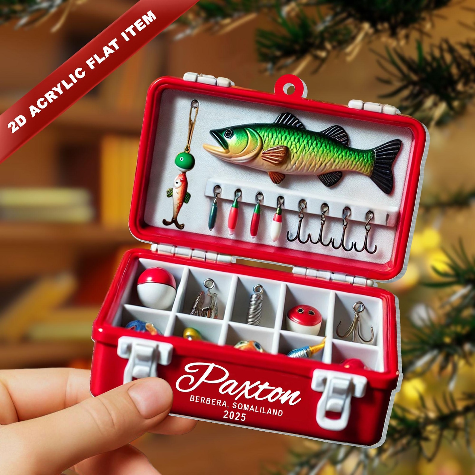 Personalized Fishing Tackle Box 2D Flat Ornament, Fisherman Ornament ...