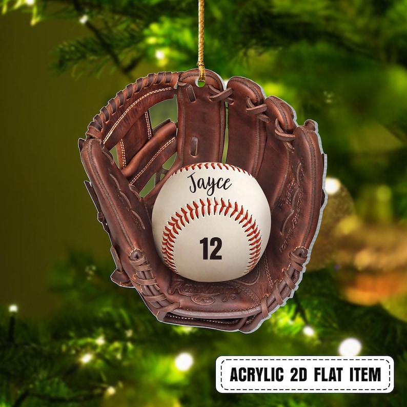 2D Flat Personalized Baseball Christmas Ornament, Baseball Team Gift