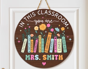 Teacher Door Sign 3D, Classroom Door Sign, Custom Classroom Decor, Teacher Name Sign, Back To School Gift, Teacher Name Sign Plate