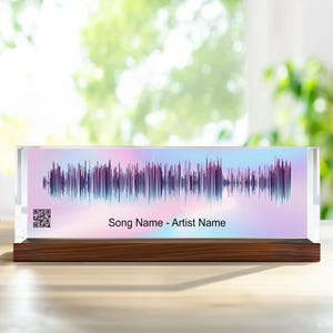 Personalised Soundwave Art Music Plaque, Voice Recording Gift, Song Plaque Custom with QR code Song Plaque Custom,Soundwave Art Acrylic Desk