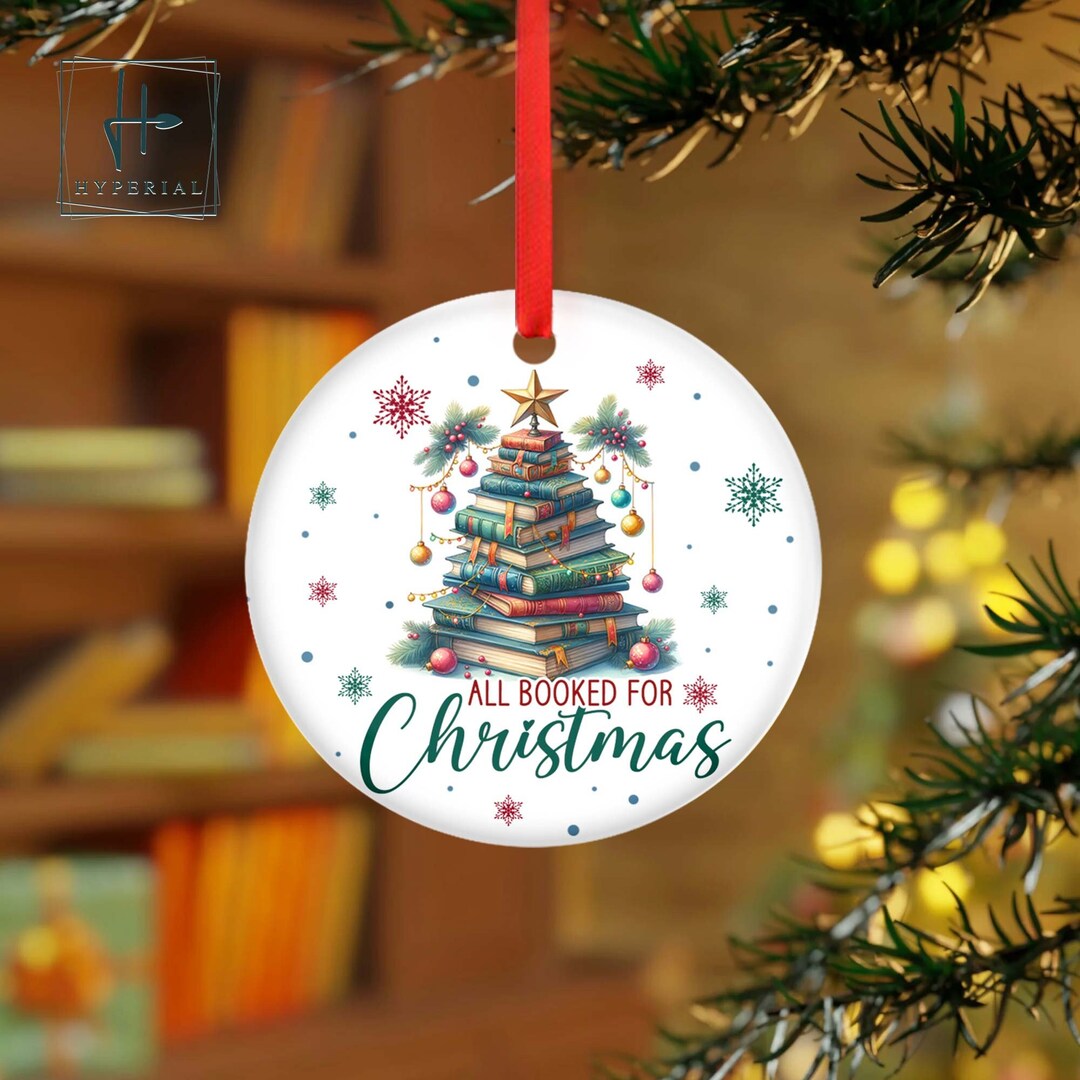 Christmas Book Tree Ornament, Book Ceramic Ornament, Book Lover, Book ...