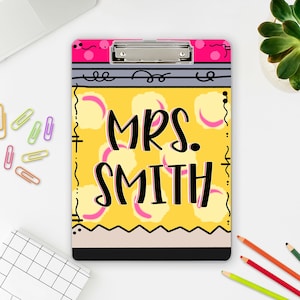 Personalized Teacher Appreciation Gift, Custom Pencil Teacher Acrylic Clipboard, Teacher Name Clipboard, End Of Year, Back to School Gift