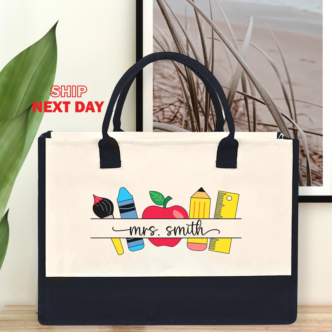 Personalized Teacher Tote Bag, Custom Teacher Tote Bag, Back to School ...