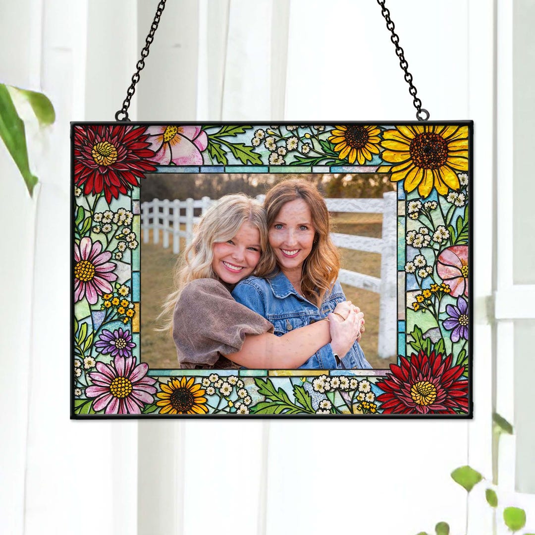 Personalized Mothers Day Photo Stained Glass Suncatcher, Custom Photo ...