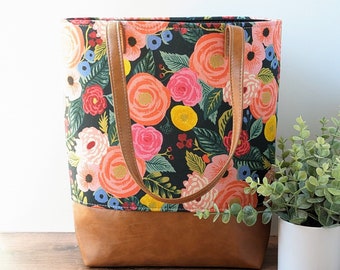 Borsa tote floreale colorata: Rifle Paper Co, Borsa a fiori, Borsa tote in ecopelle