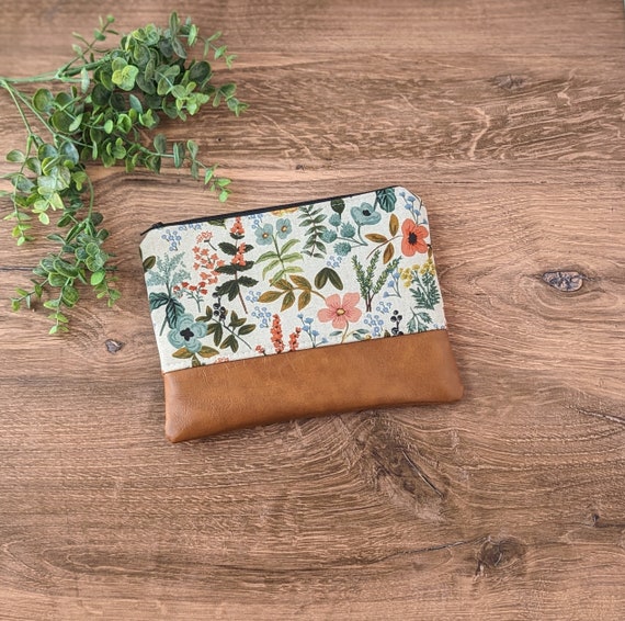 Natural Wildflower Bag: Rifle Paper Amalfi Herb Garden, cosmetic bag and travel pouch