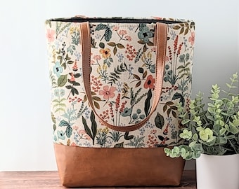 Natural Wildflower Tote: Rifle Paper Co, Flower Bag, Vegan Leather Tote