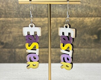 Easter - Hand Painted Pastel Colors Wood Dangles