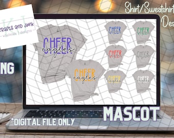 Eagles Cheer Mascot T-shirt Sweatshirt Tall Letters Script Word PNG (Digital File Only)