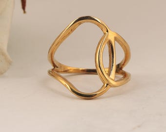 Gold Geometric Open Ring: Handmade Modern Abstract Jewelry,