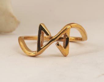 Handmade Gold Zigzag Statement Ring: Abstract Modern Jewelry,