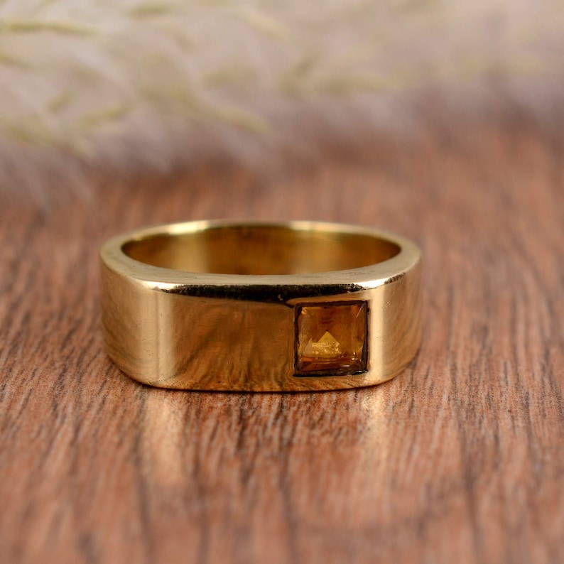 Brass Ring Flat Top Ring Gold Ring Men Ring Etsy