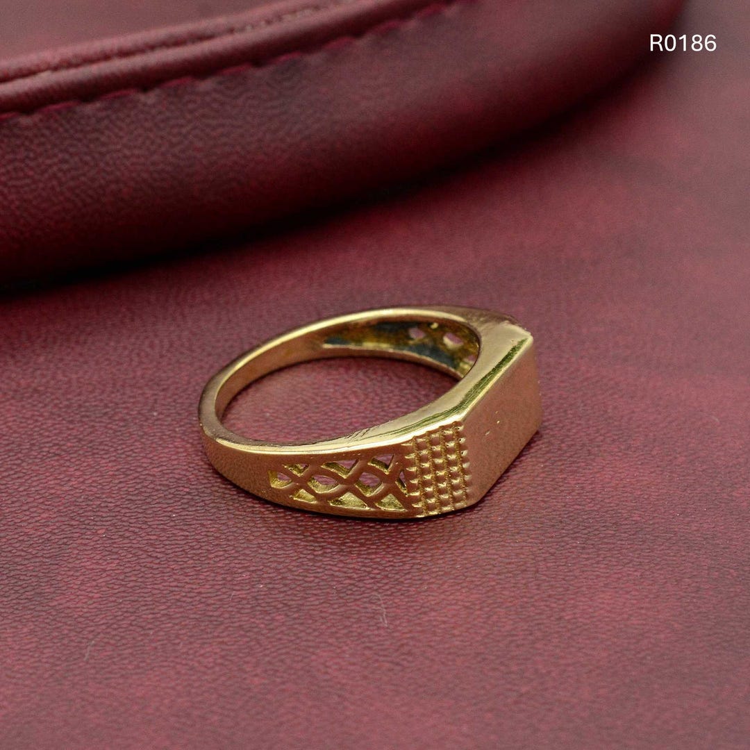 Gold Signet Ring: Handmade Brass Square Monogram Ring, - Etsy