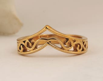 Gold Filigree Ring, Vintage Style Openwork, Handmade Statement Jewelry,