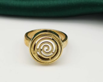Goldspiralring, Messingring, dicker Spiralring, Wickelring, Wirbelring, Statement-Ring, Geschenk für Sie, Boho-Ring, Kreisring, minimalistischer Ring