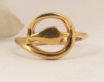 Gold Leaf Open Circle Ring, Handmade Nature Inspired Design,