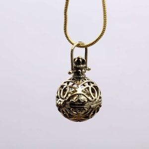 Gold Harmony ball necklace, bola pregnancy necklace, chime necklace, musical chime ball, harmony necklace, Angel Caller, Baby Shower Gift,
