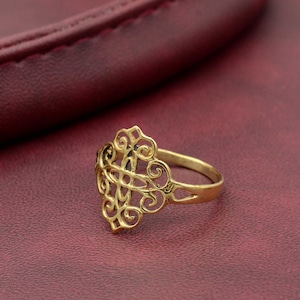 Gold Filigree Ring,Flower Ring,Minimalist Ring,Bohemian Ring,Statement Ring,Gift For Her,Promise Ring,Mandala Ring,Engagement Ring,Boho Ring