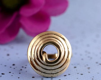 Spiral Ring, Statement Ring, Brass Ring, Handmade Ring, Bohemian Ring, Dainty Ring, Meditation Ring, Gold Ring, Swirl Ring, Fine Ring