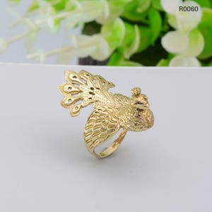 Oxidized Brass Peacock Ring: Animal Jewelry Gift,