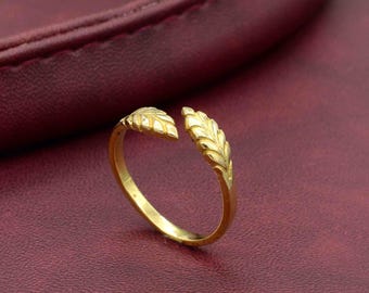 Goldmessing-Blatt-Wickelring: Handgefertigter Schmuck,