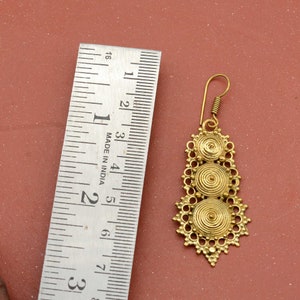 Large Brass Dangle Earrings: Ethnic African Gold Hoops,