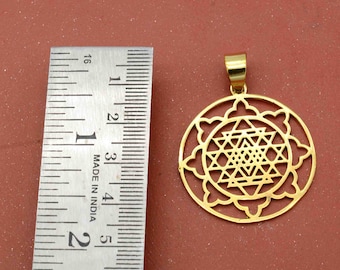Brass Sri Yantra Necklace: Sacred Geometry, Spiritual Charm,