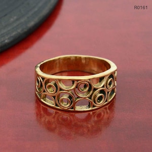 Gold Filigree Design Dome Ring, Hippie jewelry, Minimalist Ring, Dainty Ring, Bohemian Filigree Gold or silver Band Ring, Handmade Ring,