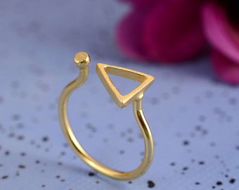 Triangle Ring, Trendy Ring, Dainty Gold Ring, Handmade Ring, Statement Ring, Gold Ring, Geometric Ring, Thin Ring, Adjustable Ring,Open ring