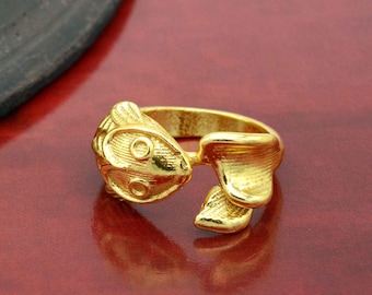 Brass Fish Ring: Adjustable Vintage Animal Jewelry,