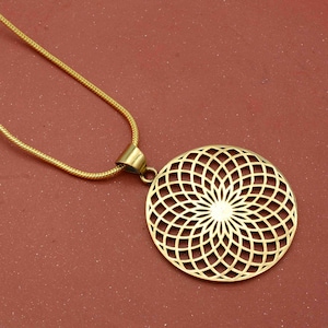 Brass Torus Yantra Pendant: Sacred Geometry Necklace,