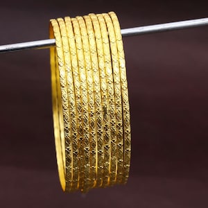 Hammered Brass Stacking Bangle Set,
