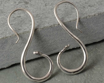 Light Weight Swirl, Silver Drop Earring, Silver Creoles, Geometric Earring, Handmade Earring, Unique Earring,Gift For Her, Ethnic Earring,