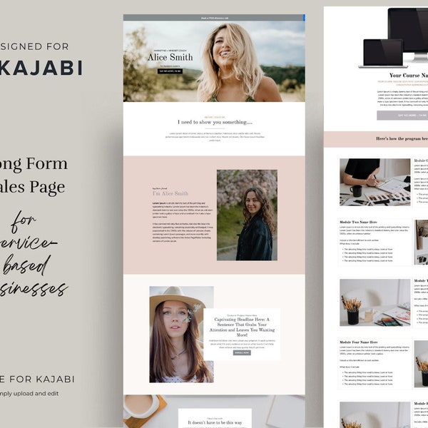 Kajabi Sales Page Template for Online Course Creators & Entreprenerus | Launch Sales Funnel Template