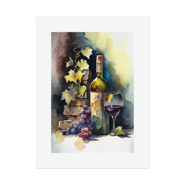 Wine & Vineyard #6 Watercolor Print