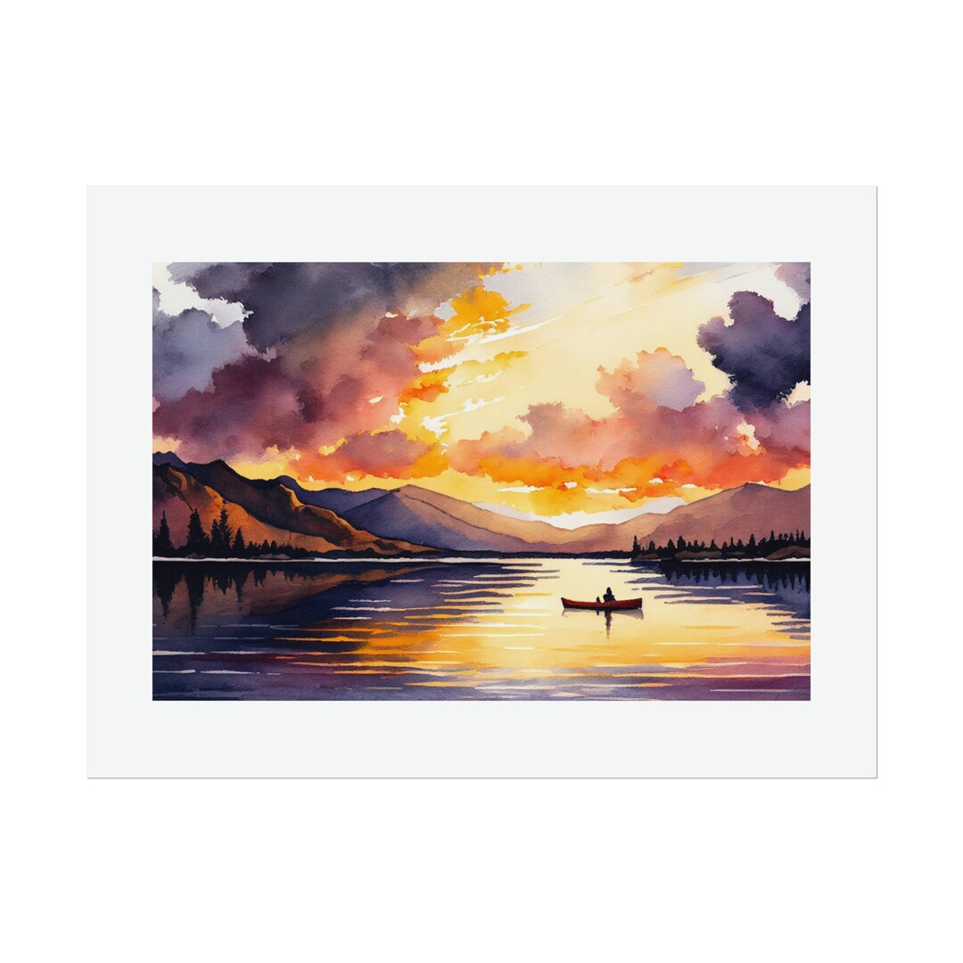 Mountain Landscape With Lake #14 Watercolor Print - Etsy