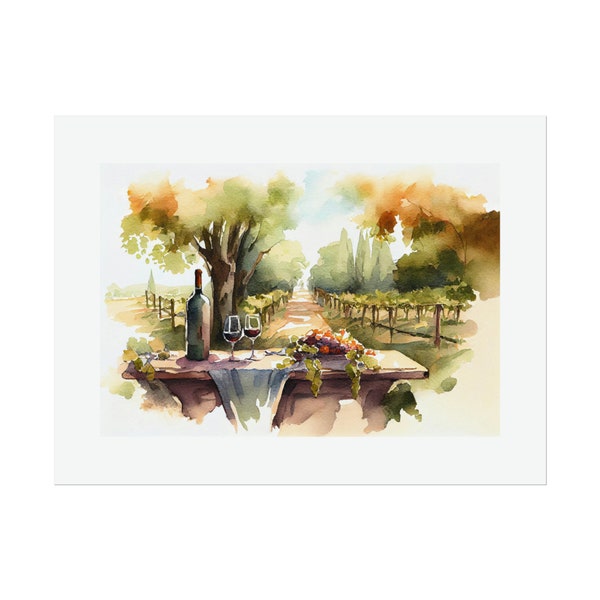 Wine & Vineyard #12 Watercolor Print