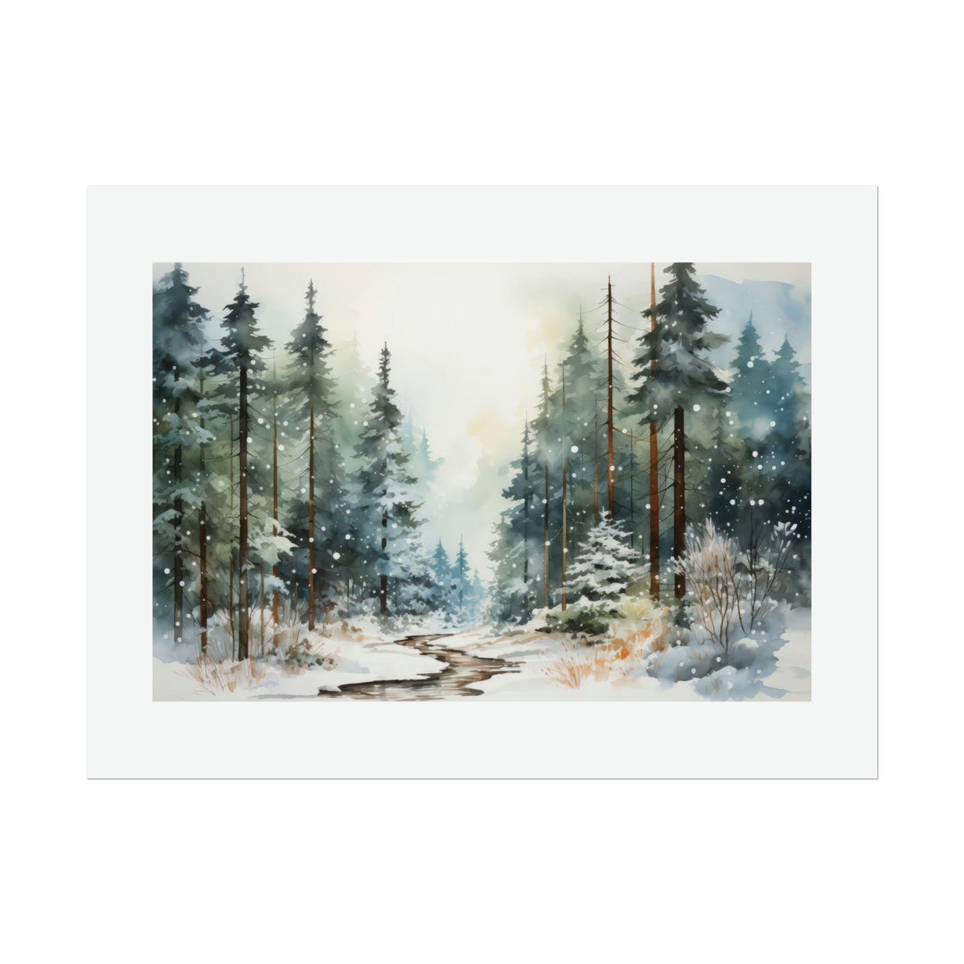 Winter Landscape #5 Watercolor Print - Etsy