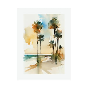 Beach Landscape #6 Watercolor Print