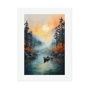 Kayak on the River #1 Watercolor Print