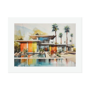 Midcentury Modern Palm Springs Architecture #1 Watercolor Print