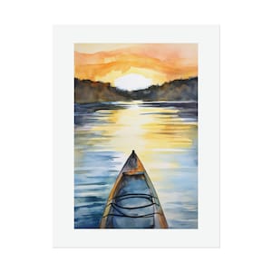 Kayak on the River #1 Watercolor Print