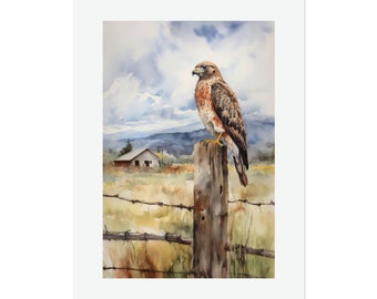 Red-tailed Hawk #1 Watercolor Print