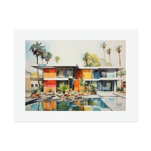 Midcentury Modern Palm Springs Architecture #4 Watercolor Print