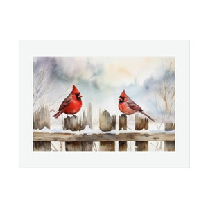 Cardinals in the Winter #2 Watercolor Print