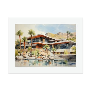 Midcentury Modern Palm Springs Architecture #5 Watercolor Print
